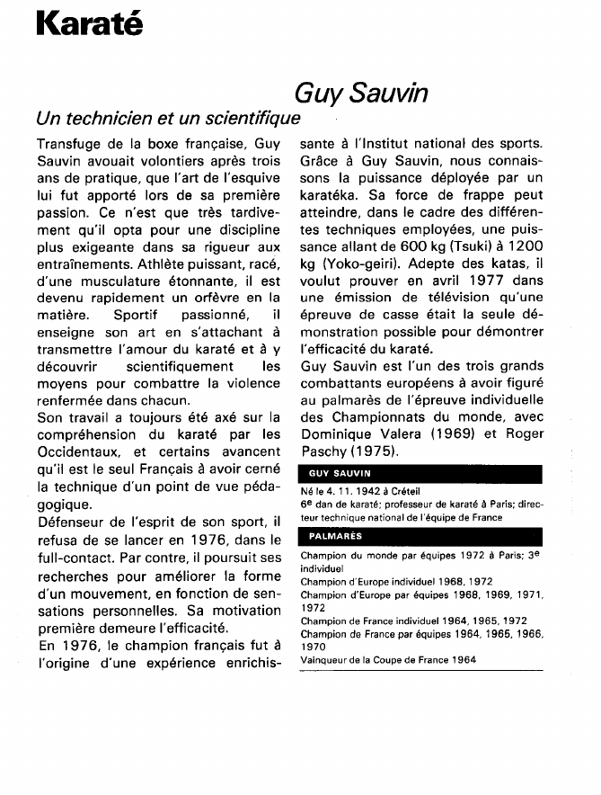 Prévisualisation du document Karaté:Guy Sauvin (sport).