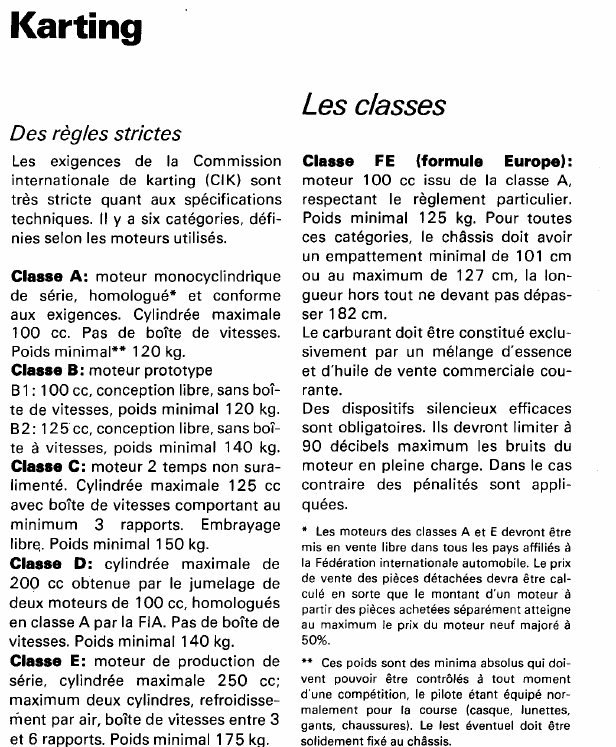 Prévisualisation du document Karting:Les classes (sport).