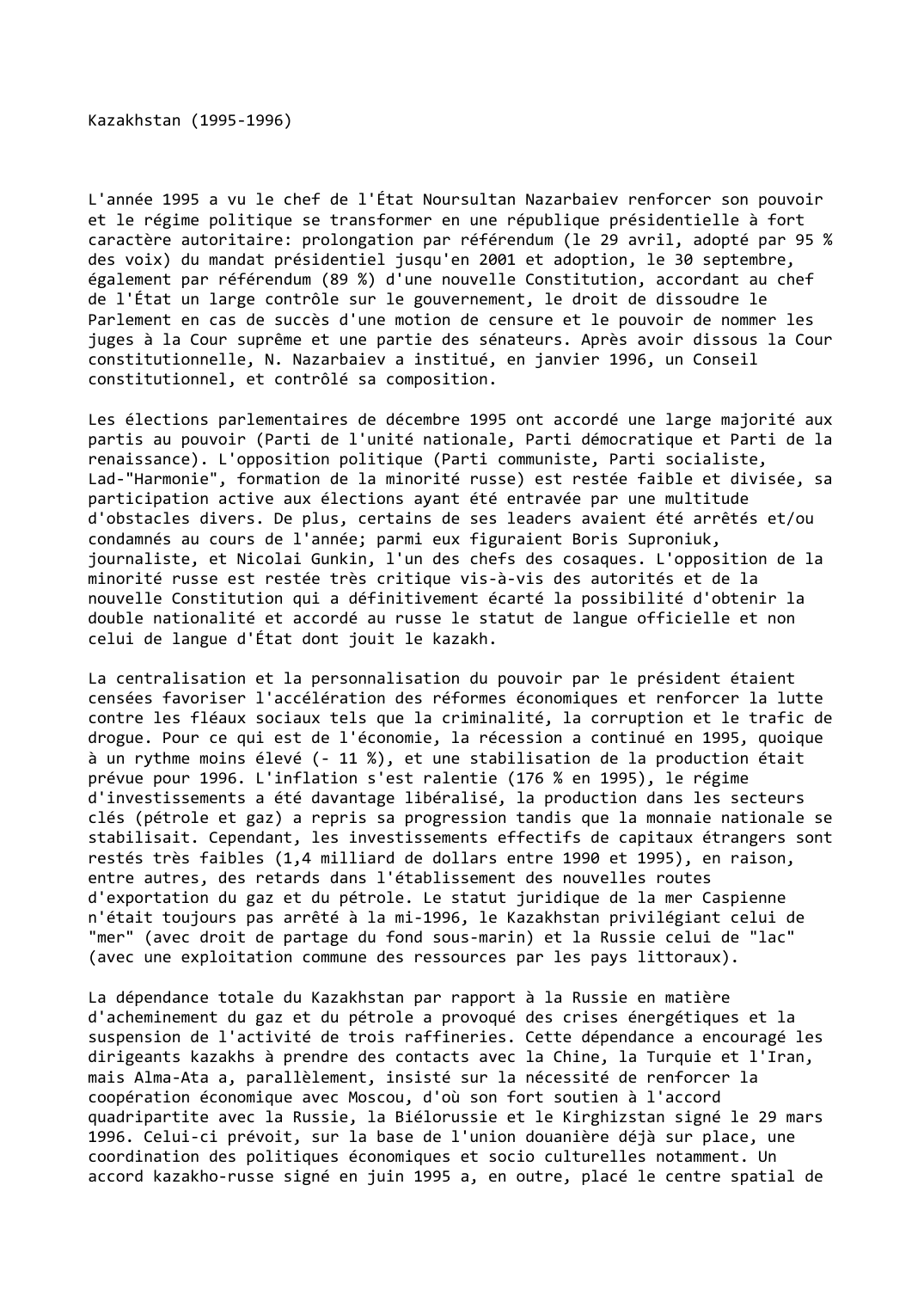 Prévisualisation du document Kazakhstan (1995-1996)