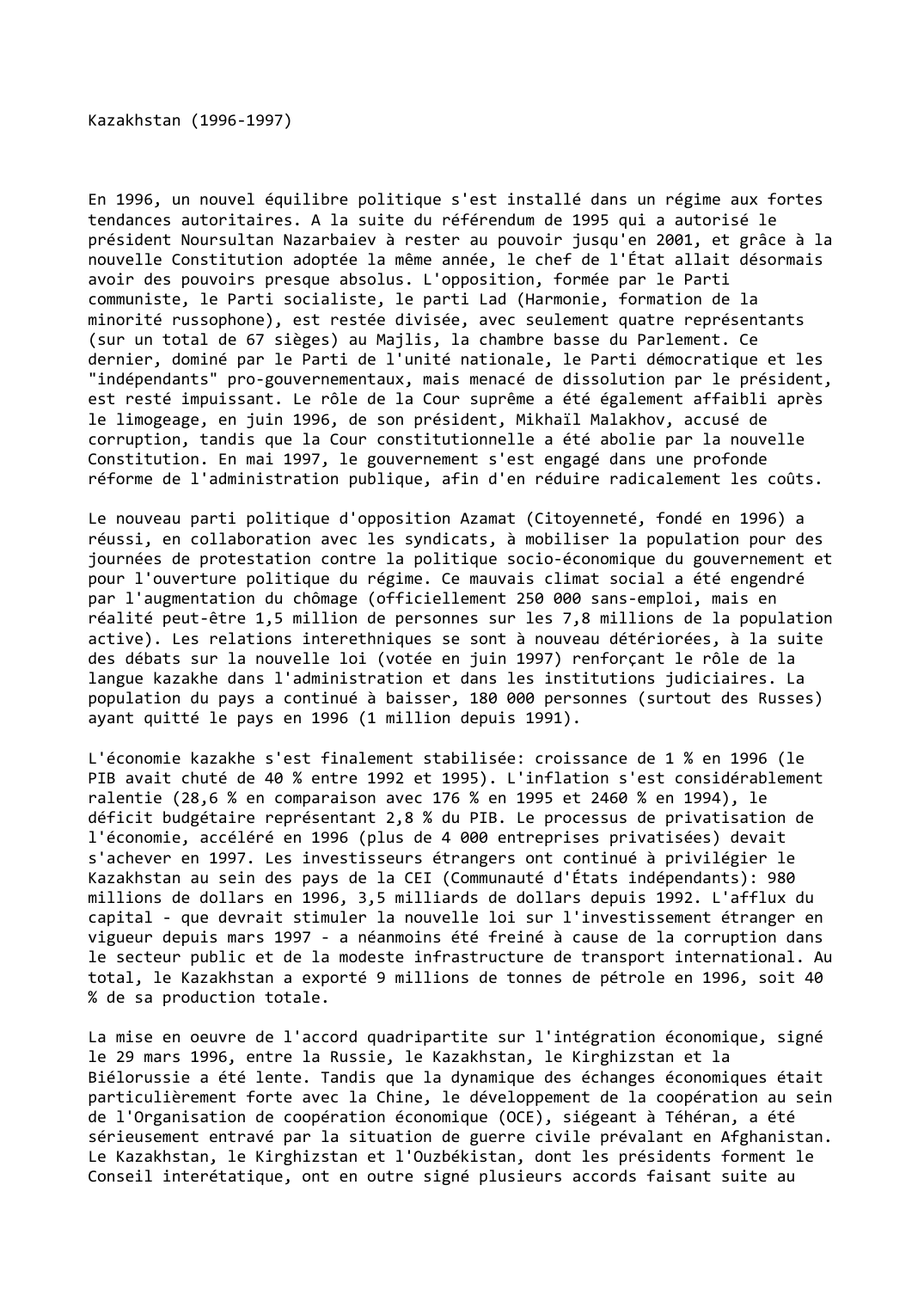 Prévisualisation du document Kazakhstan (1996-1997)