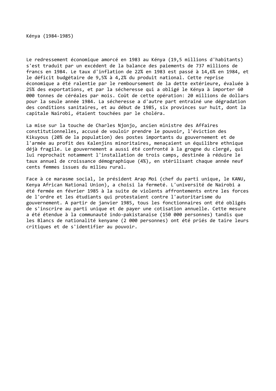 Prévisualisation du document Kénya (1984-1985)