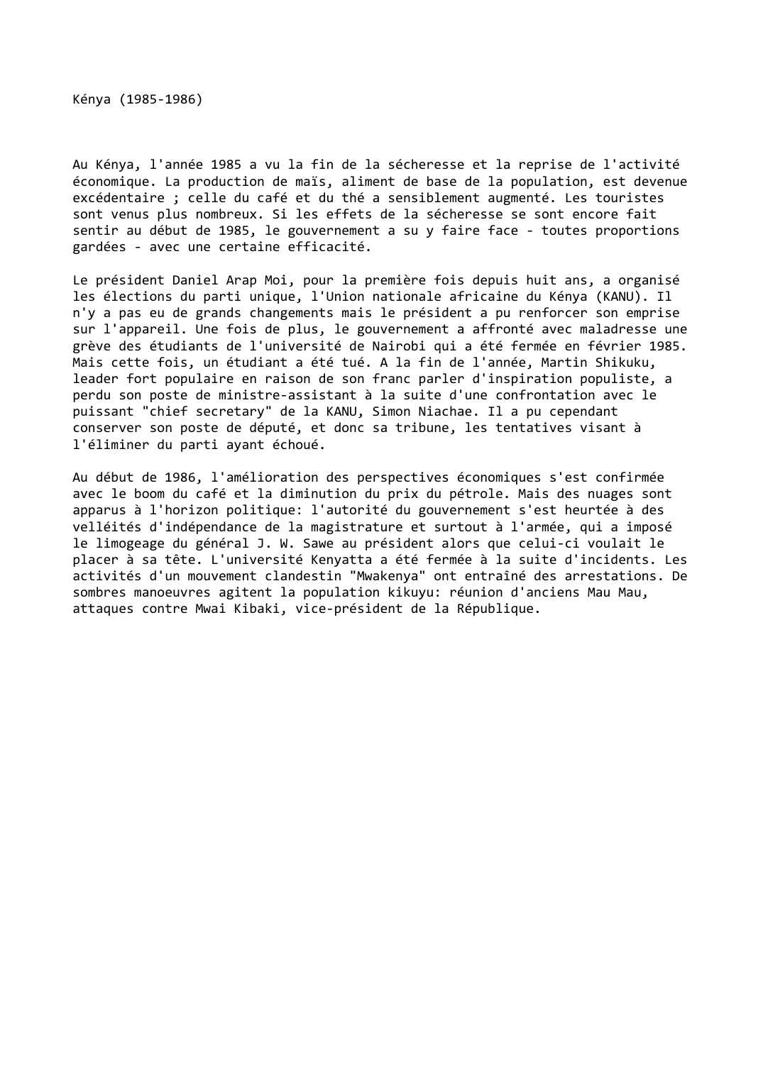 Prévisualisation du document Kénya (1985-1986)