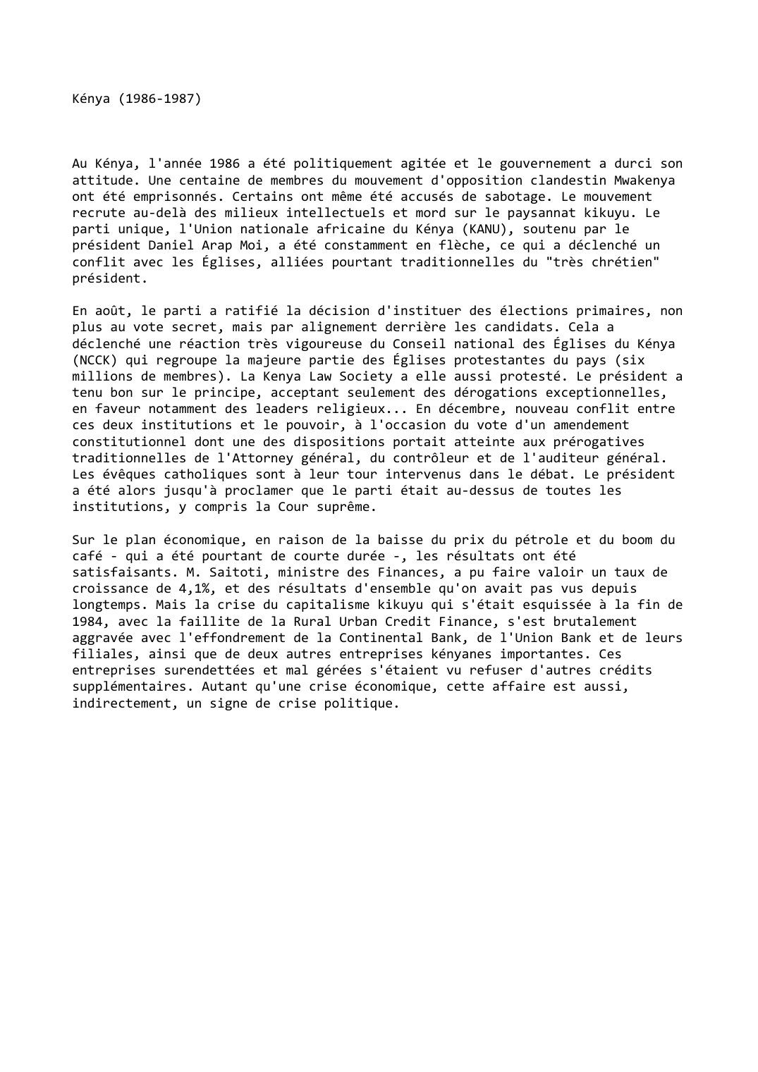 Prévisualisation du document Kénya (1986-1987)