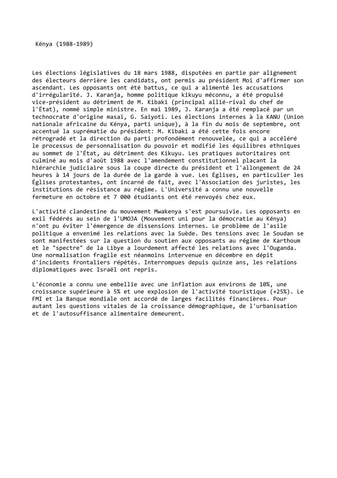 Prévisualisation du document Kénya (1988-1989)