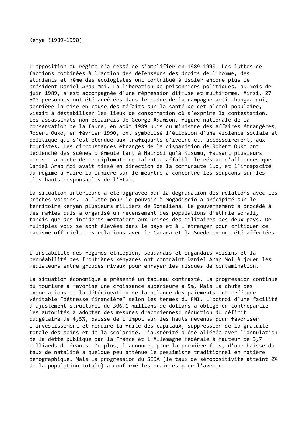 Prévisualisation du document Kénya (1989-1990)