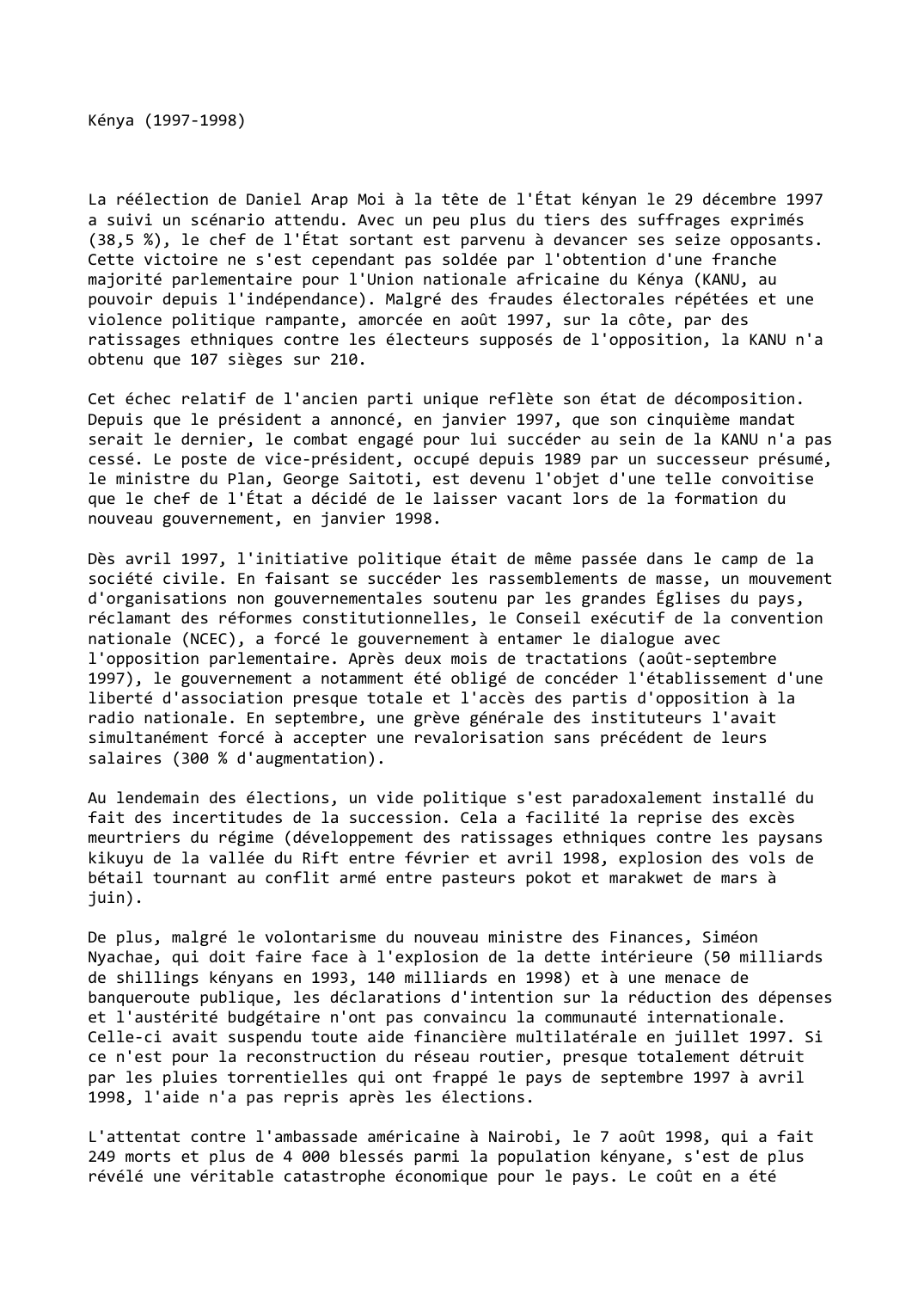 Prévisualisation du document Kénya (1997-1998)