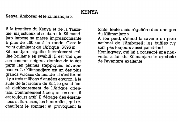 Prévisualisation du document Kenya. Le Kilimandjaro