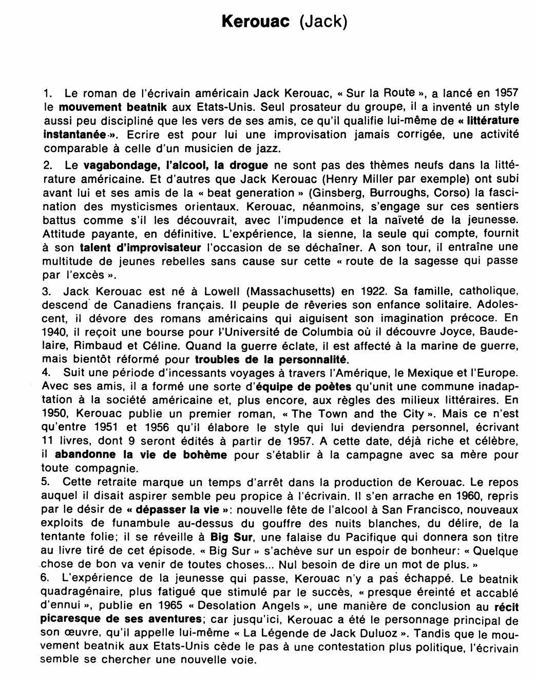Prévisualisation du document Kerouac (Jack)
