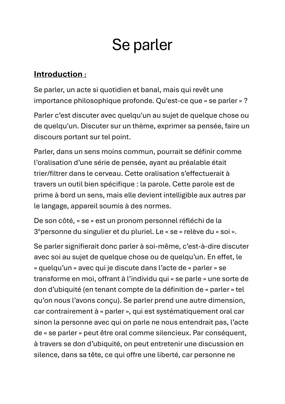 Prévisualisation du document Khôlle de philosophie "se parler"