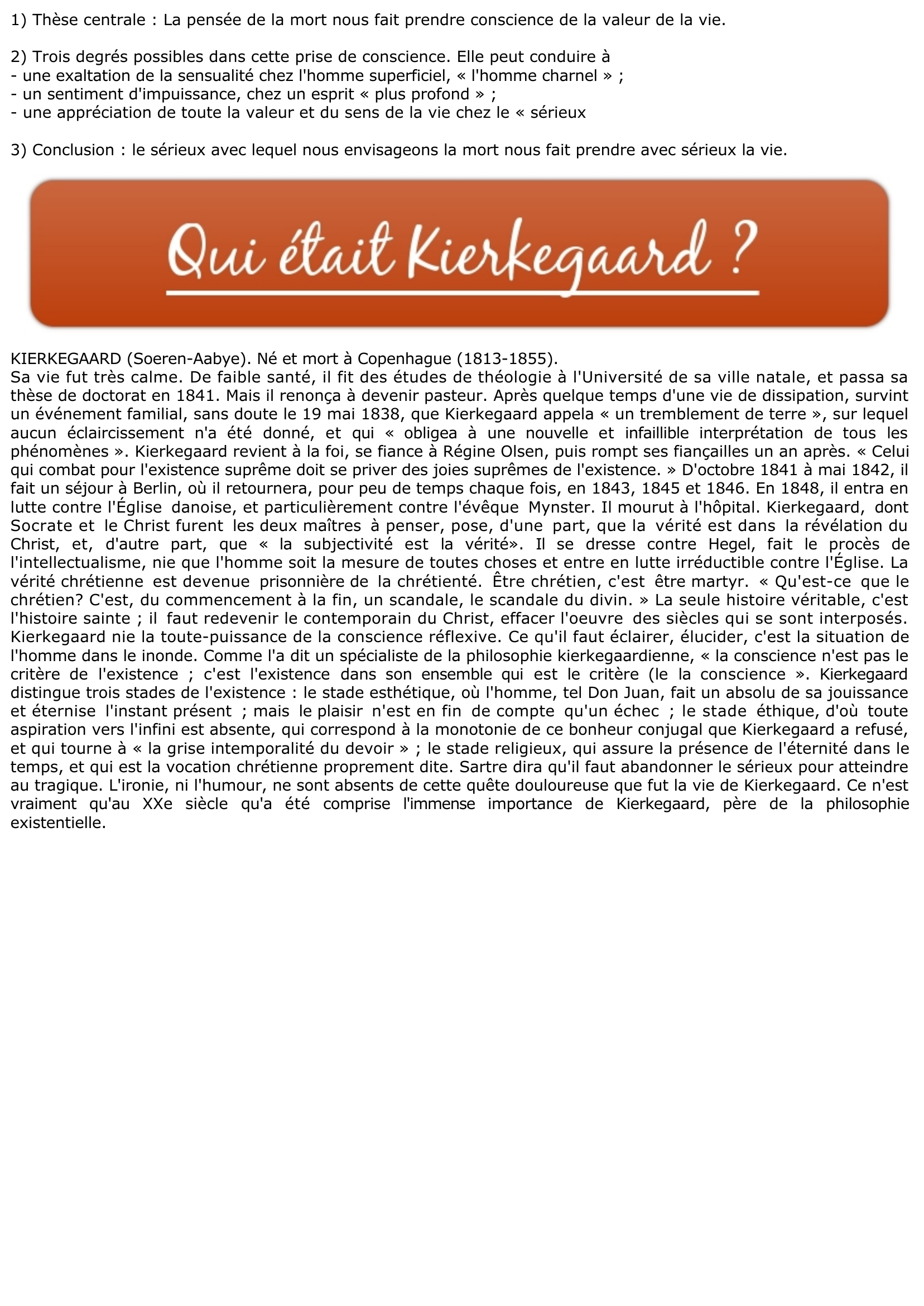 Prévisualisation du document Kierkegaard: le sérieux et la mort