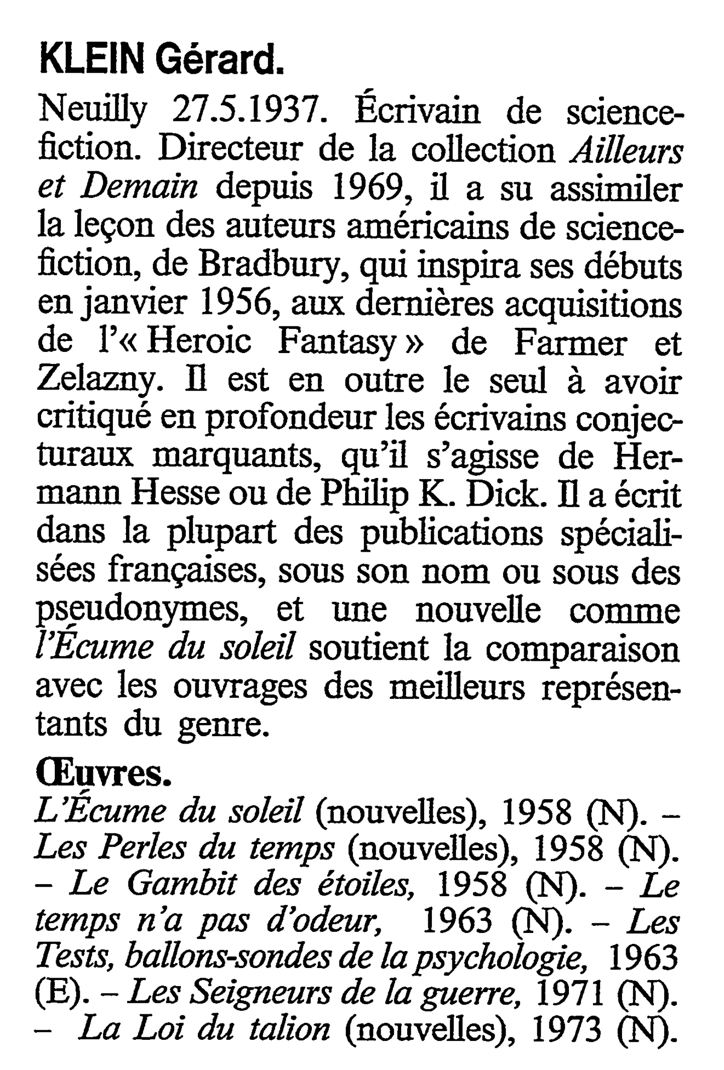 Prévisualisation du document KLEIN (Gérard)