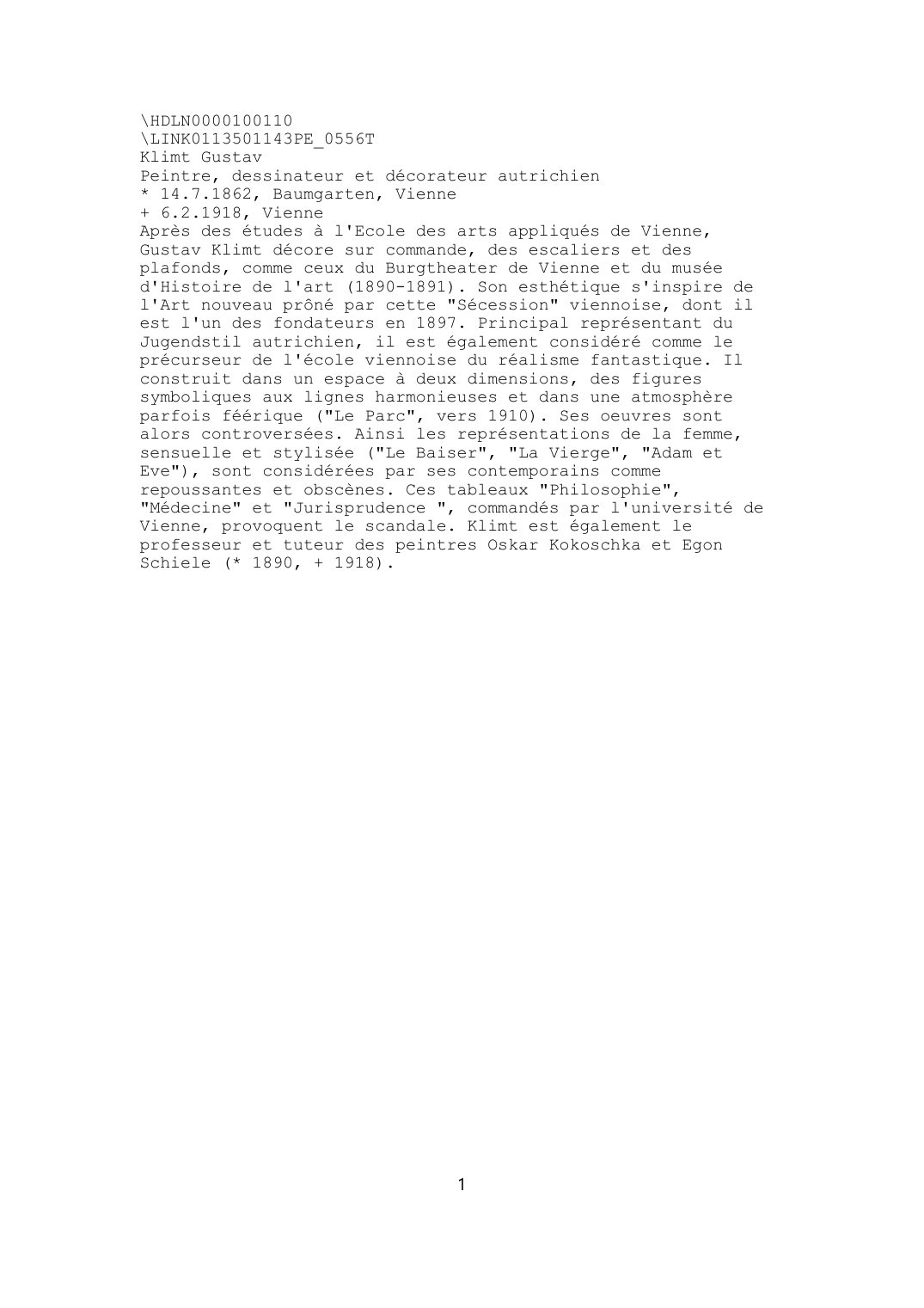 Prévisualisation du document Klimt Gustav