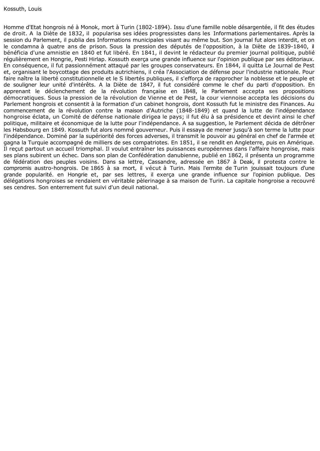 Prévisualisation du document Kossuth, Louis