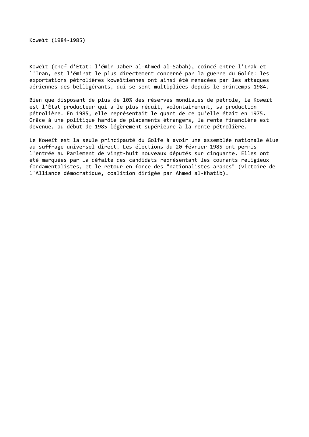 Prévisualisation du document Koweït (1984-1985)
