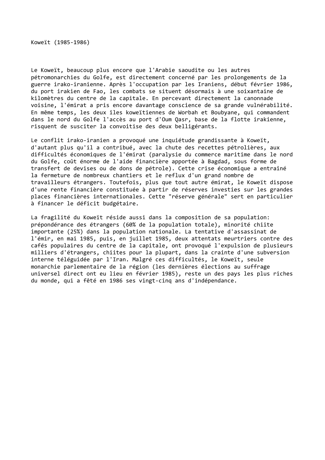 Prévisualisation du document Koweït (1985-1986)