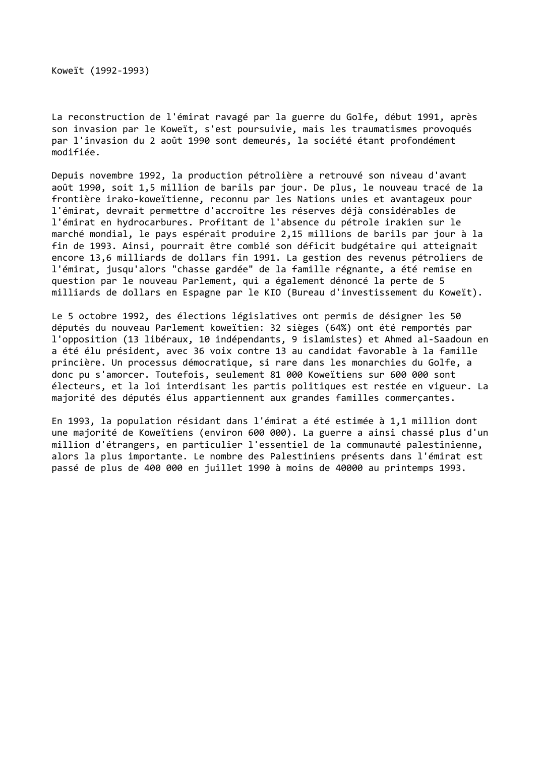 Prévisualisation du document Koweït (1992-1993)