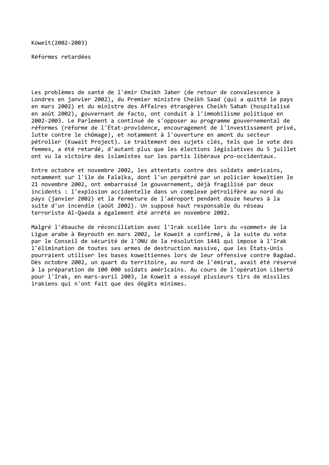 Prévisualisation du document Koweït(2002-2003): Réformes retardées