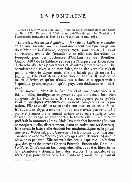 Prévisualisation du document L A F O N TA I N E
DisCQIIYS à M"'8 de la Sabli�re (publié en 1679, comme derniêre...