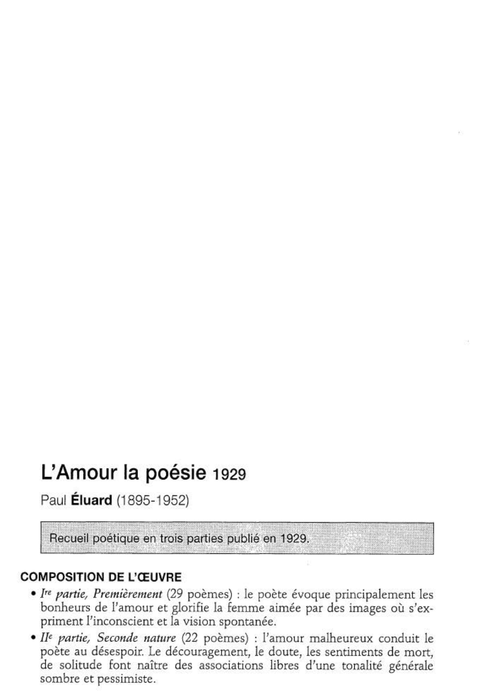 Prévisualisation du document L 'Amour la poésie (résumé & analyse) d’Éluard