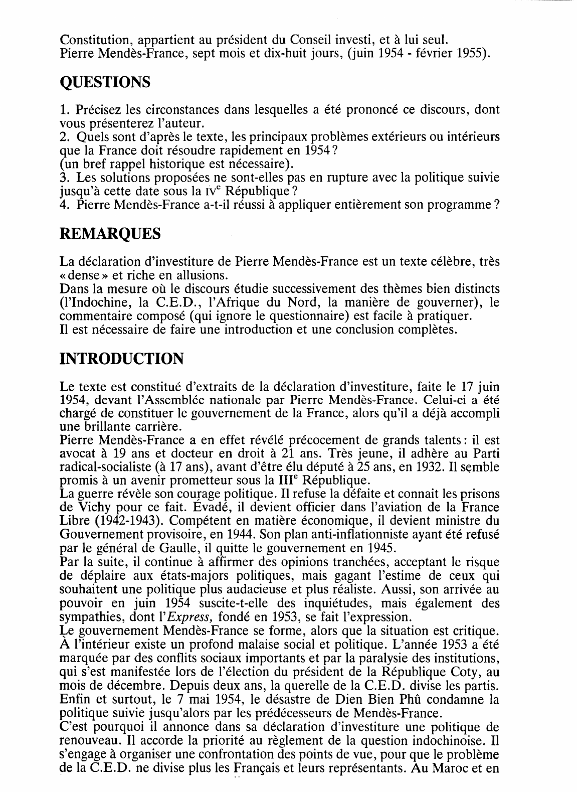 Prévisualisation du document L 'investitude de Pierre Mendes-France