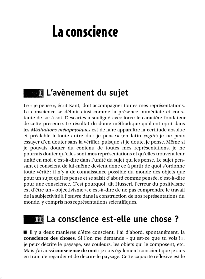 Prévisualisation du document L

La conscience

- L'avènement du sujet
Le « je pense», écrit Kant, doit accompagner toutes mes représentations.
La conscience...