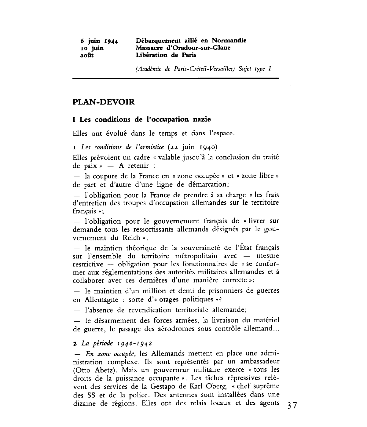 Prévisualisation du document L' occupation nazie en France métropolitaine (1940-1944) - Histoire