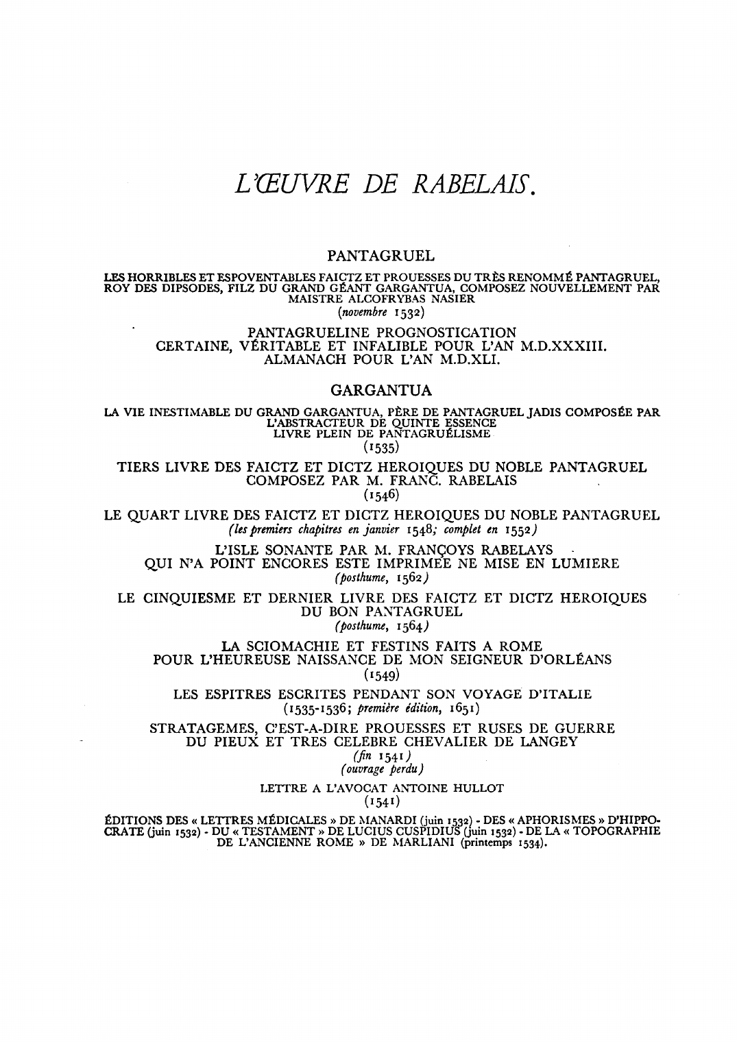 Prévisualisation du document 	L'oeuvre de RABELAIS 