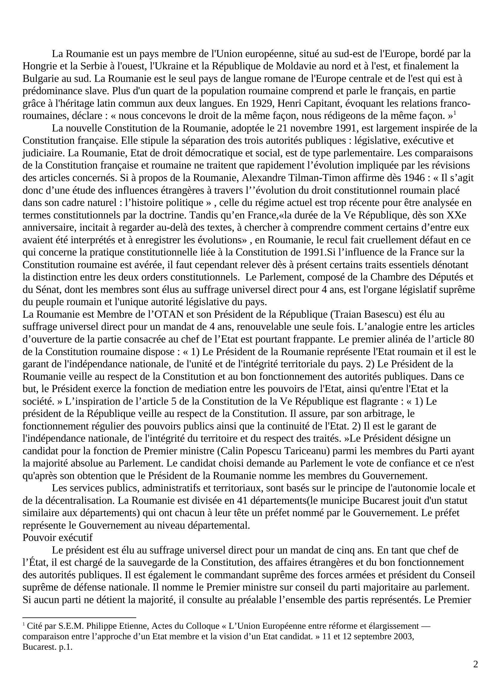 Prévisualisation du document L’organisation politique et administrative de la Roumanie   ( une parallèle avec la France)