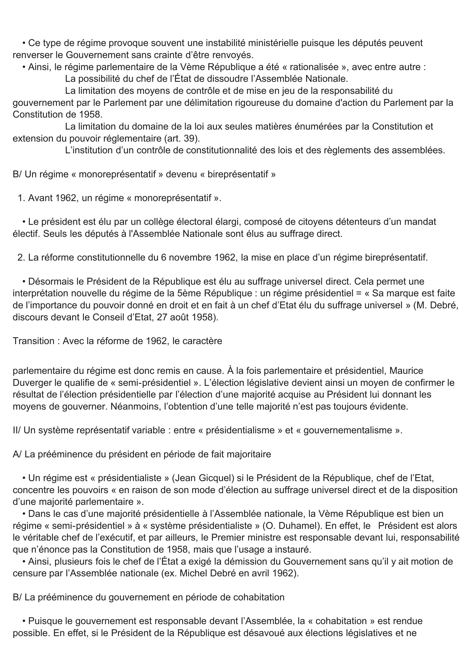 Prévisualisation du document La 5 ème République : régime parlementaire ou présidentiel ?