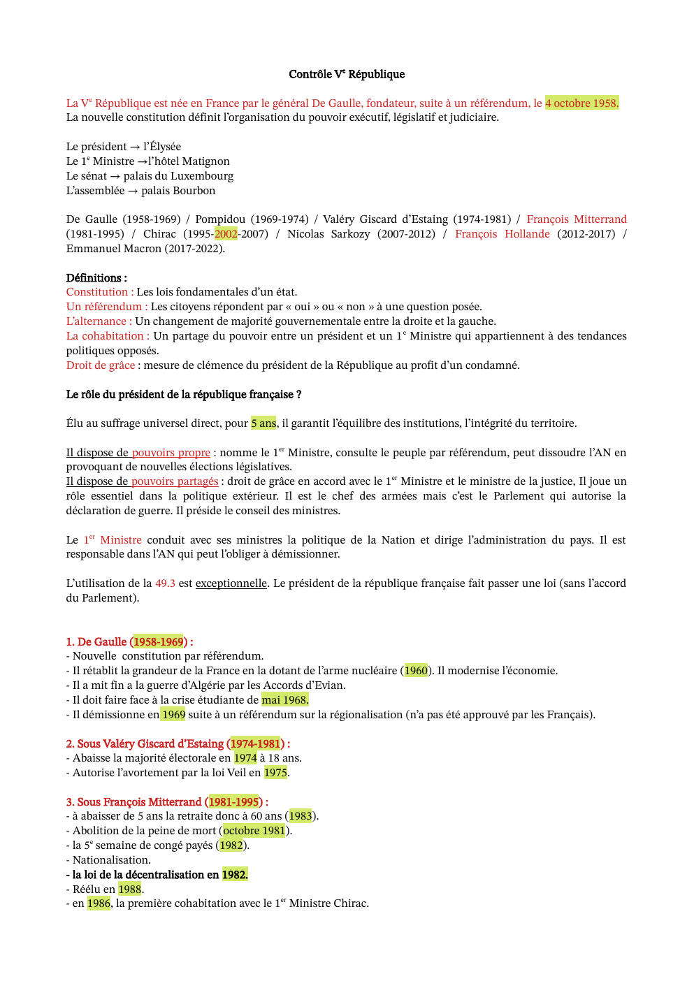 Prévisualisation du document La 5e République