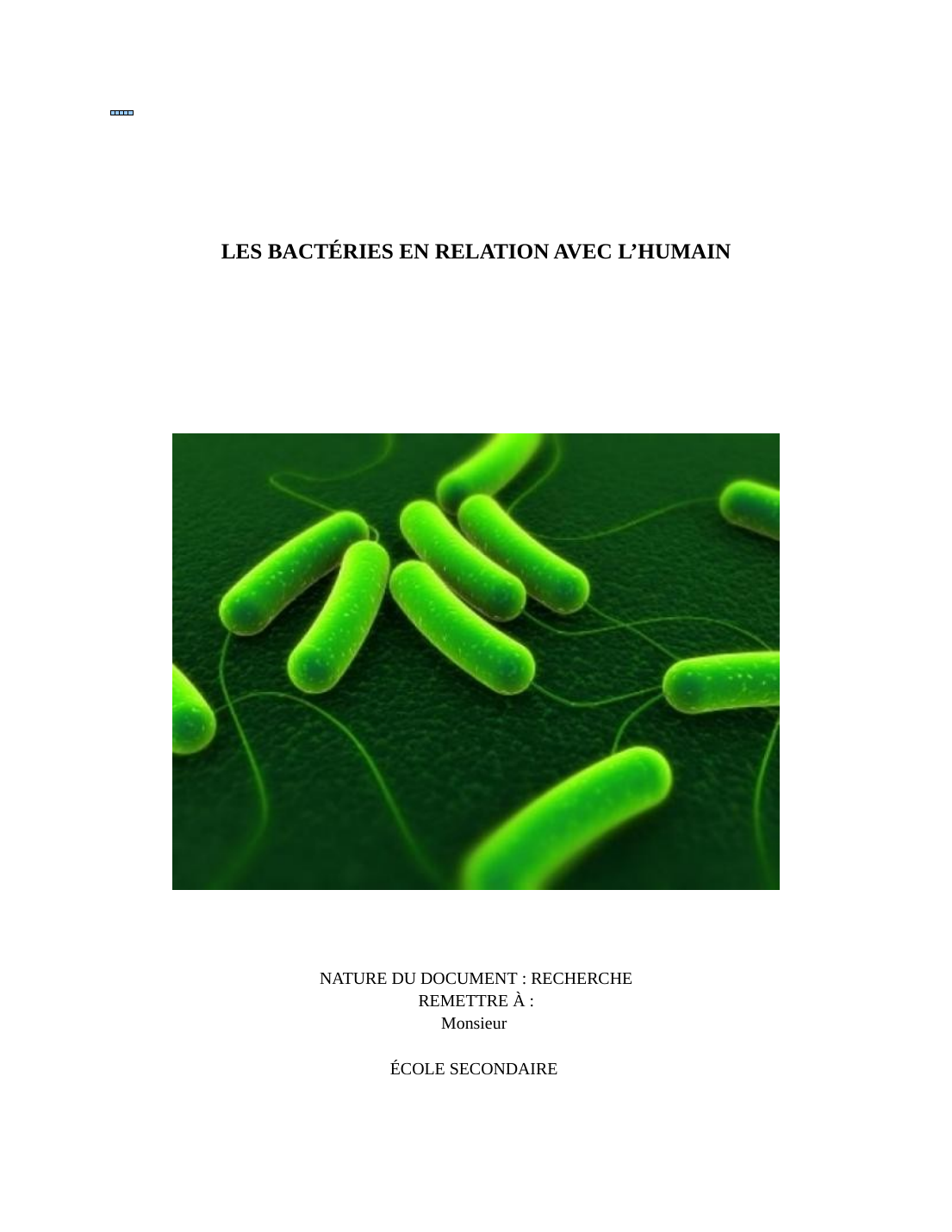 Prévisualisation du document La bactérie