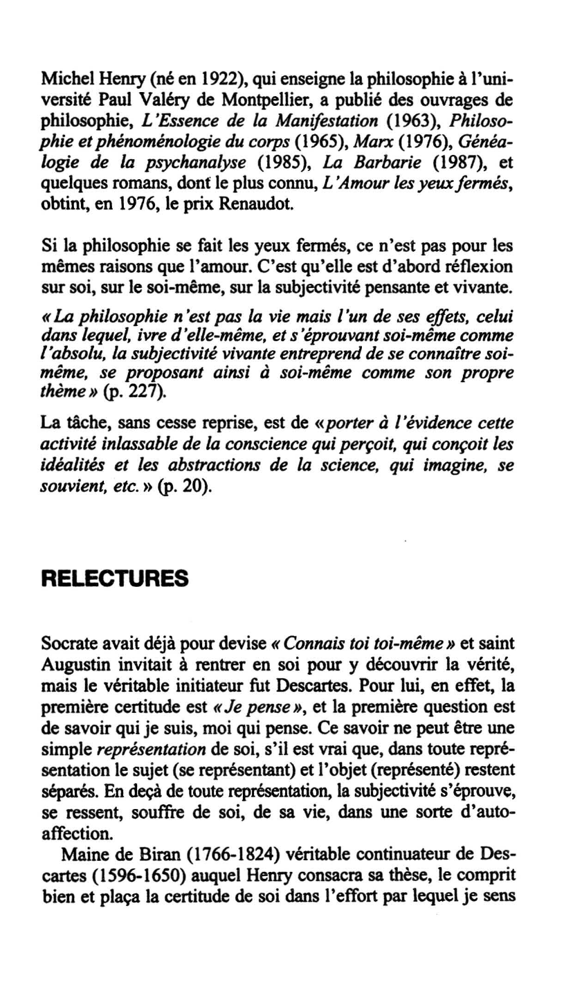 Prévisualisation du document La Barbarie de Michel HENRY (fiche de lecture)