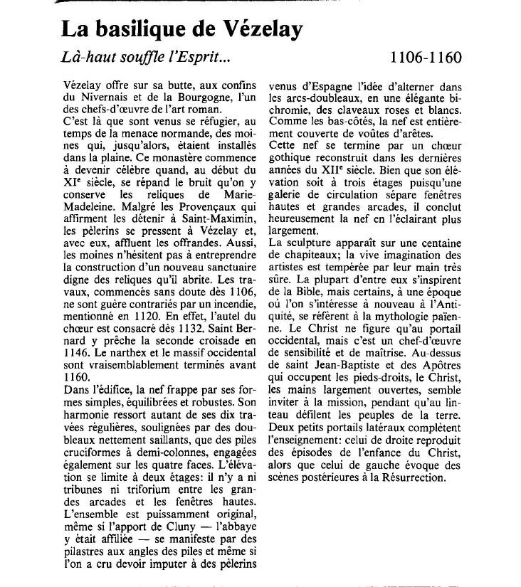 Prévisualisation du document La basilique de VézelayLà-haut souffle l'Esprit.