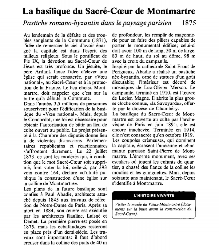 Prévisualisation du document La basilique du Sacré-Coeur de MontmartrePastiche romano-byzantin dans le paysage parisien.