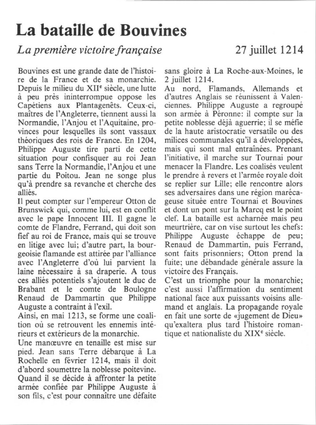 Prévisualisation du document La bataille de BouvinesLa première victoire française.