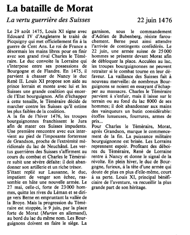 Prévisualisation du document La bataille de MoratLa vertu guerrière des Suisses.