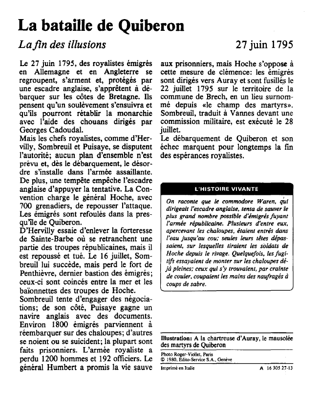 Prévisualisation du document La bataille de QuiberonLa fin des illusions.