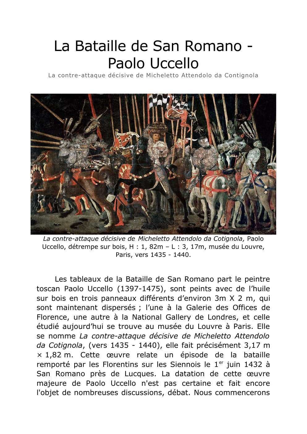 Prévisualisation du document La Bataille de San Romano Paolo Uccello