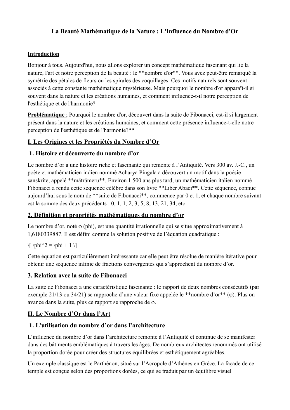 Prévisualisation du document La Beauté Mathématique de la Nature : L'Influence du Nombre d'Or