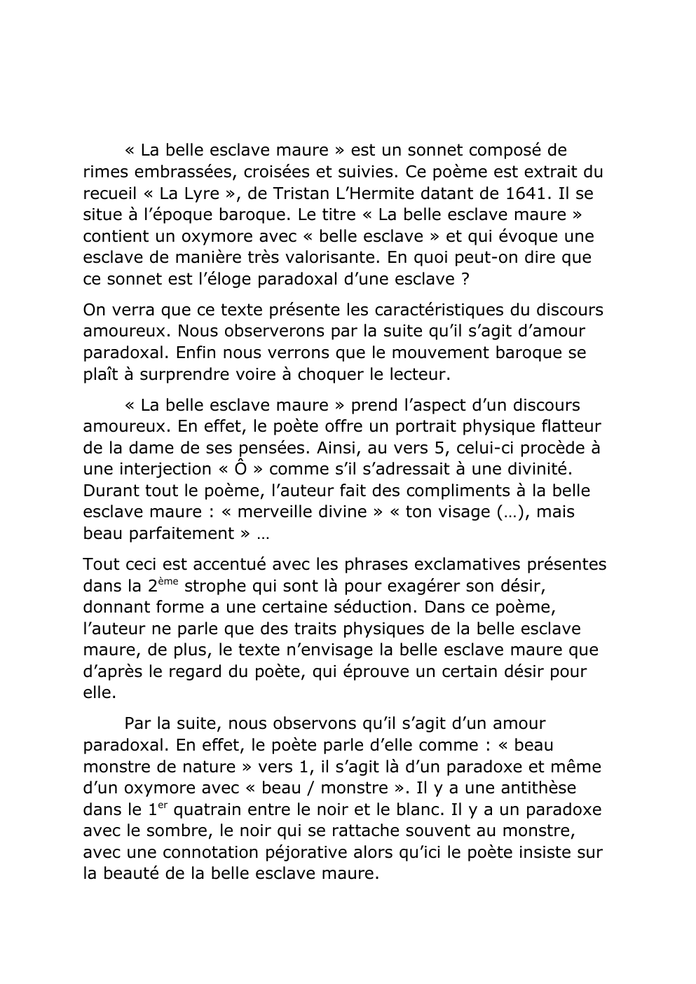 Prévisualisation du document la belle esclave maure in « La Lyre », de Tristan L’Hermite (commentaire)