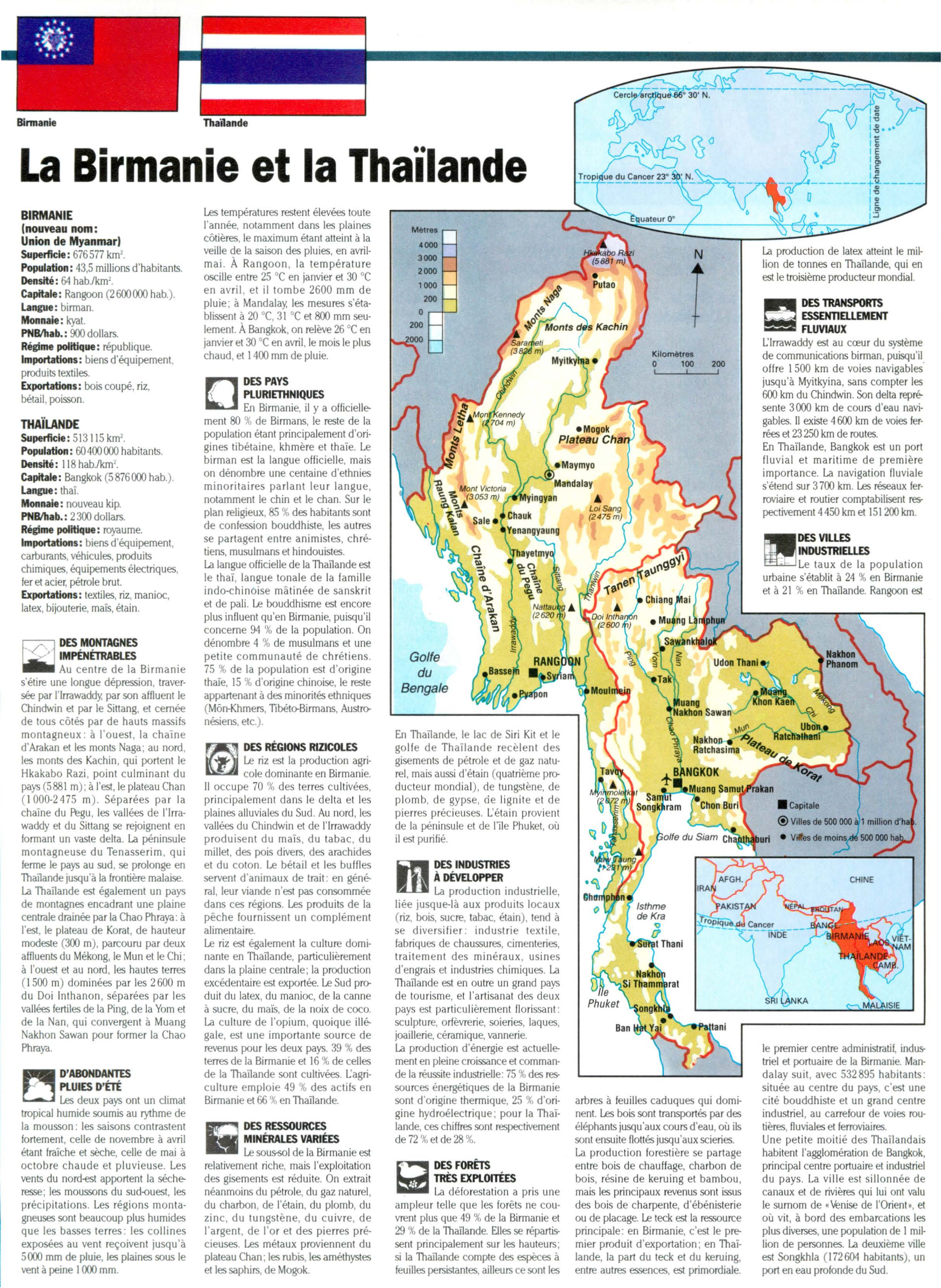 Prévisualisation du document La Birmanie et la Thaïlande (cartes, géographie, industrie, agriculture, exportation, etc.)