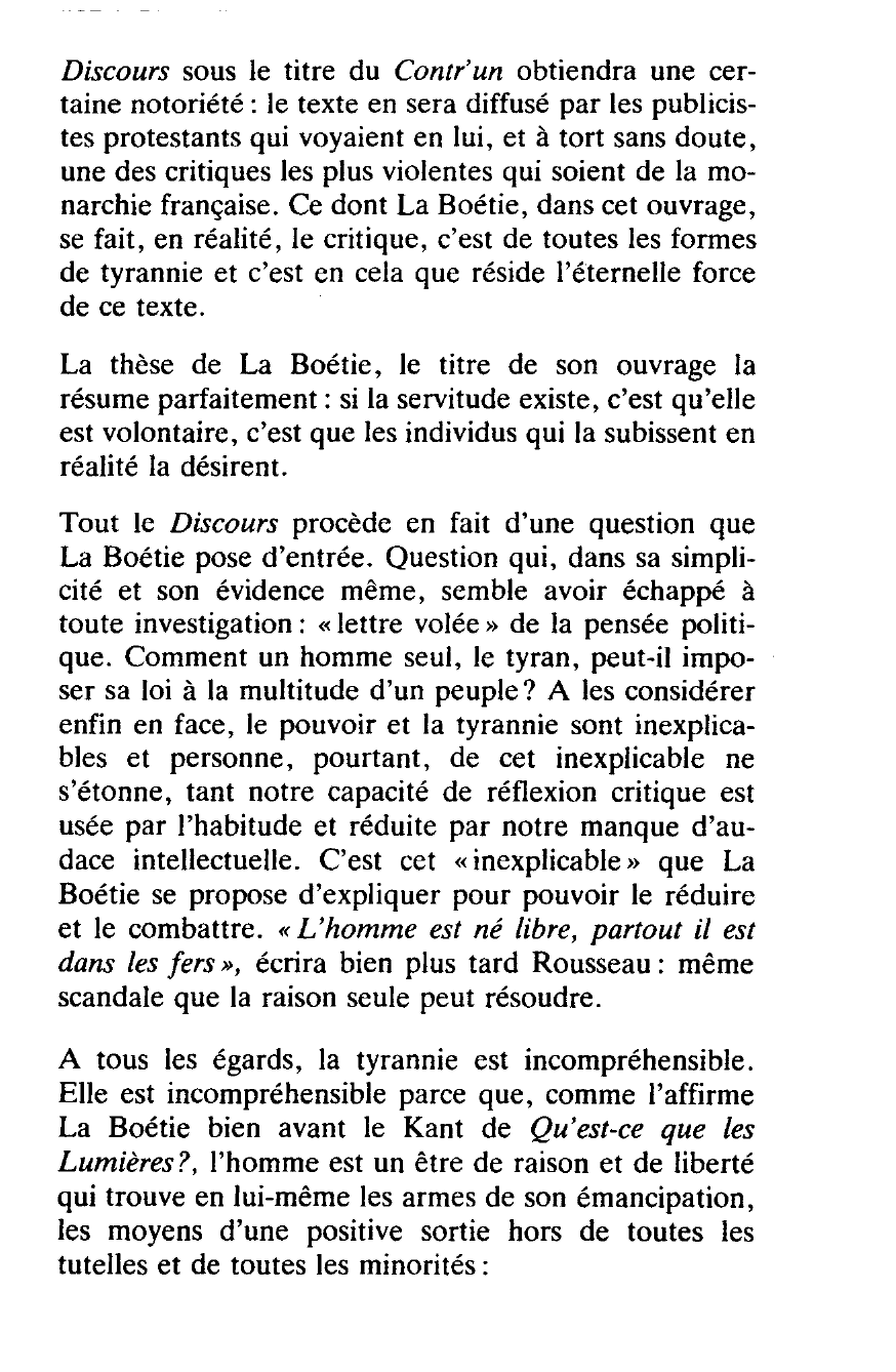 Prévisualisation du document La Boétie et la liberté _ le «paradoxe de la tyrannie»