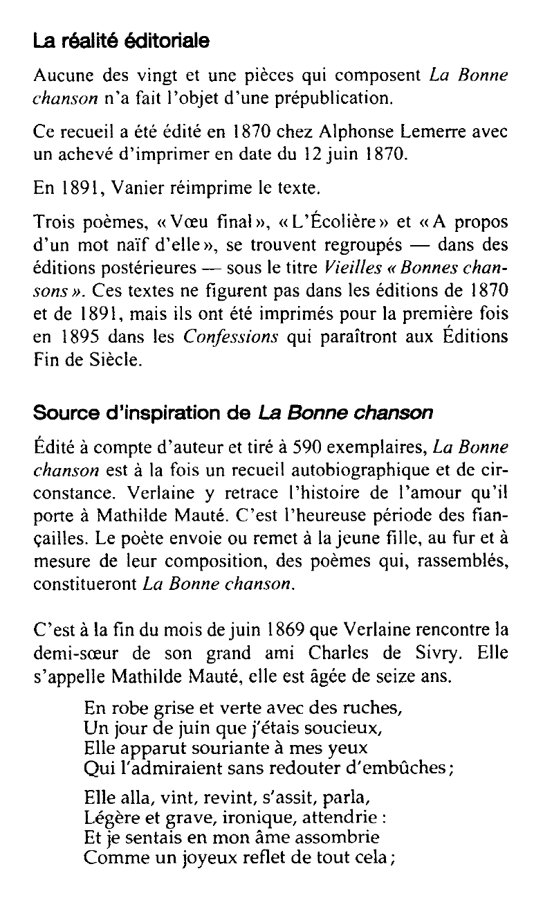 Prévisualisation du document La Bonne chanson de Verlaine (fiche de lecture)