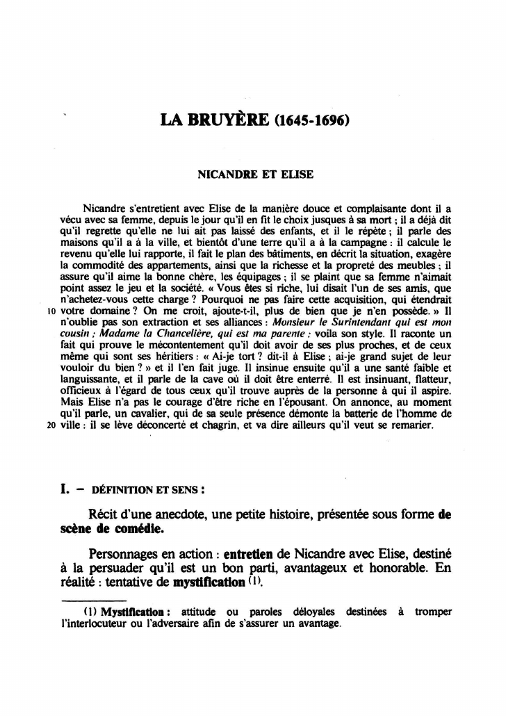 Prévisualisation du document LA BRUYÈRE (1645-1696) : NICANDRE ET ELISE
