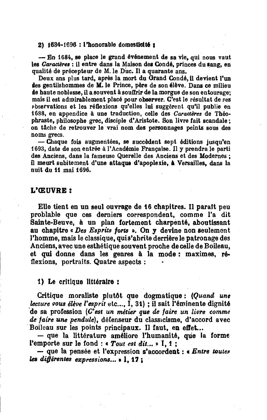 Prévisualisation du document LA BRUYÈRE : 1645-1696. VIE ET OEUVRE