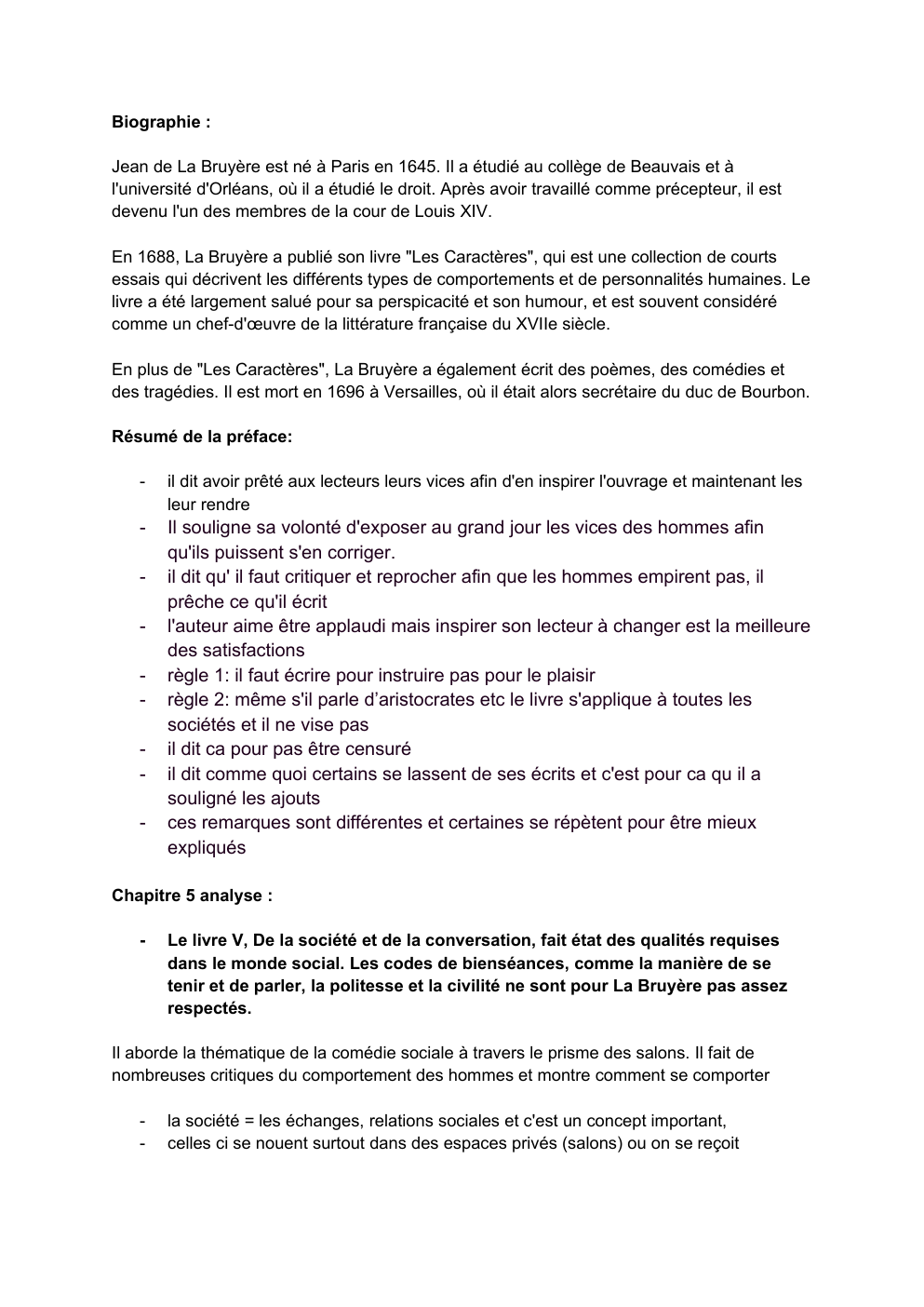 Prévisualisation du document La Bruyère analyse des Caractères, chapitre 5