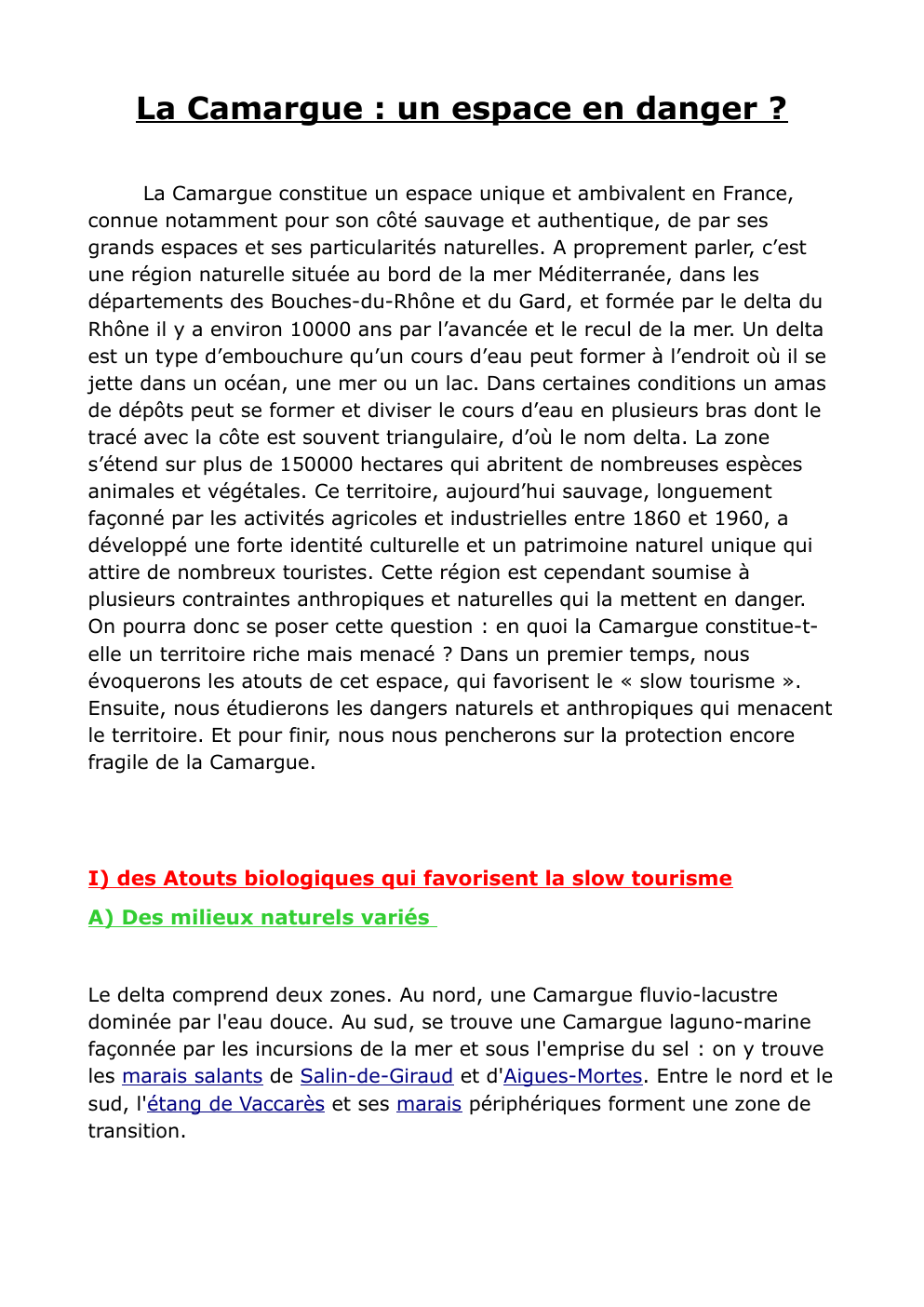 Prévisualisation du document La Camargue, espace en danger ?