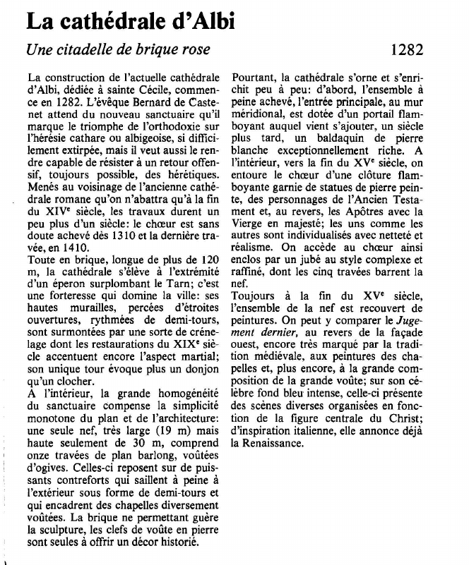 Prévisualisation du document La cathédrale d'AlbiUne citadelle de brique rose.