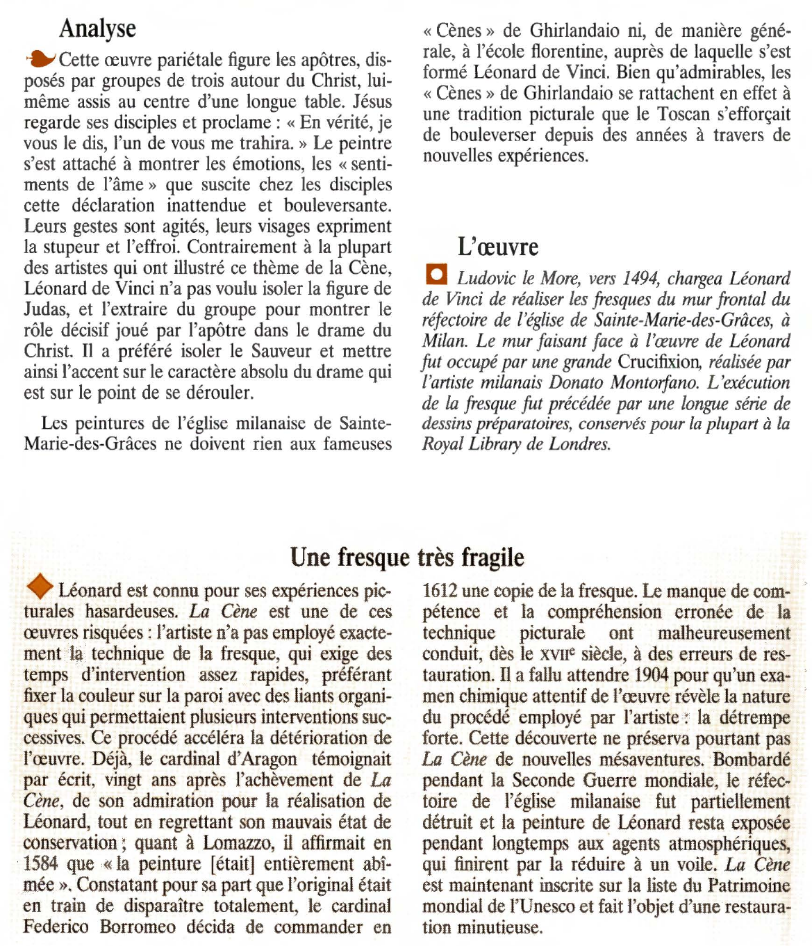 Prévisualisation du document La Cène de Léonard de Vinci