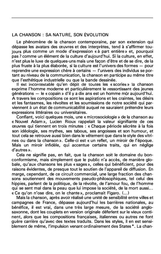 Prévisualisation du document LA CHANSON : SA NATURE, SON ÉVOLUTION - J.M. Haeffelé, article paru dans L'Alsace.